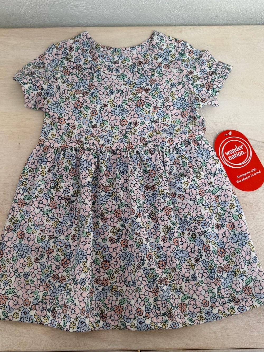 NWT wonder nation pastel floral short sleeve dress